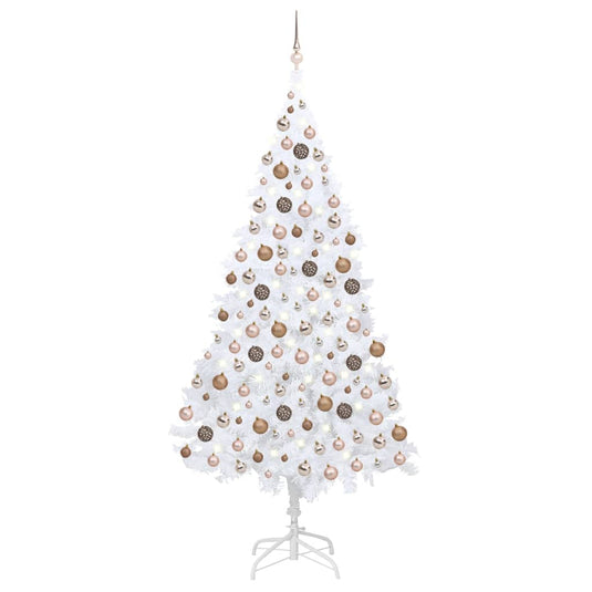 VidaXL Kunstkerstboom met verlichting en kerstballen 240 cm wit