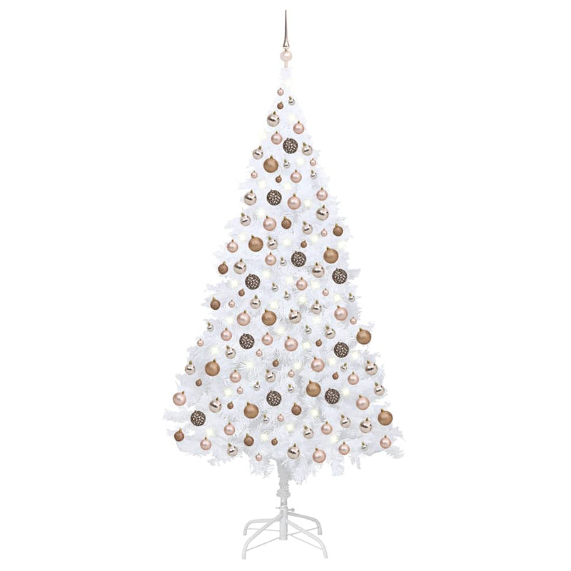 Afbeelding laden in galerijviewer, VidaXL Kunstkerstboom met verlichting en kerstballen 240 cm wit
