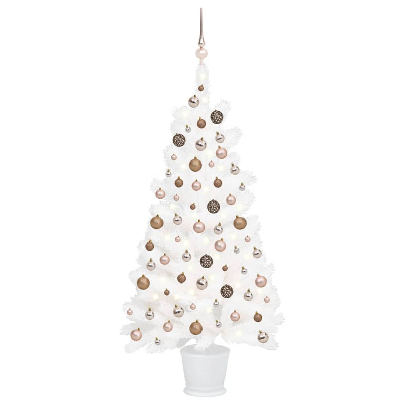 Afbeelding laden in galerijviewer, VidaXL Kunstkerstboom met verlichting en kerstballen 90 cm wit
