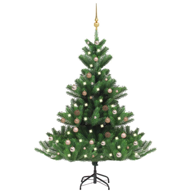 Afbeelding laden in galerijviewer, Vidaxl kunstkerstboom nordmann met led's en kerstballen 150 cm groen
