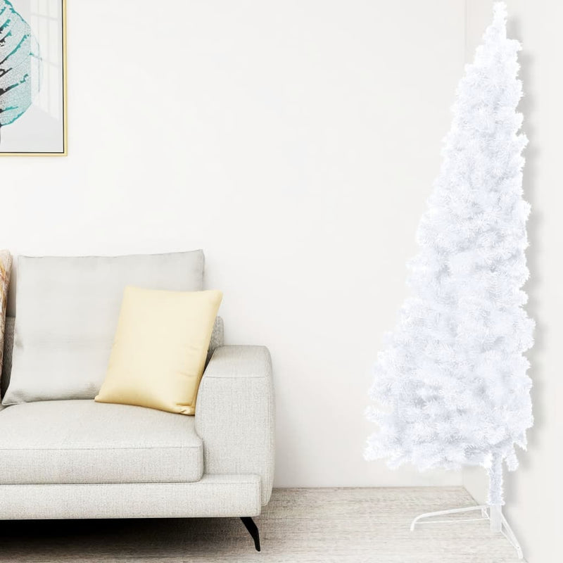 Afbeelding laden in galerijviewer, VidaXL Kunstkerstboom met verlichting en kerstballen half 120 cm wit
