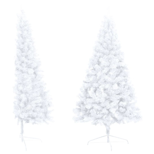 Vidaxl kunstkerstboom met verlichting en kerstballen half 210 cm wit