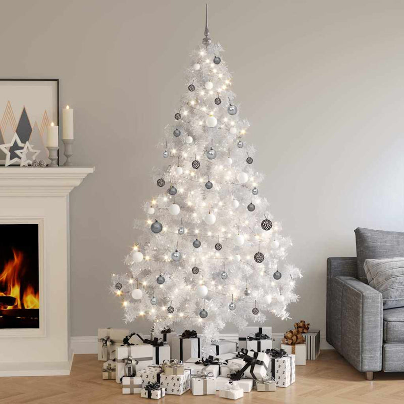 Afbeelding laden in galerijviewer, Vidaxl kunstkerstboom met verlichting en kerstballen half 210 cm wit
