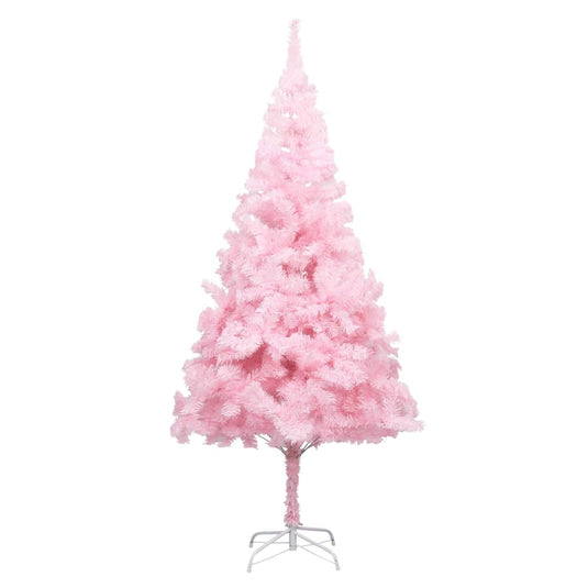 Vidaxl kunstkerstboom met verlichting en kerstballen 210 cm pvc roze