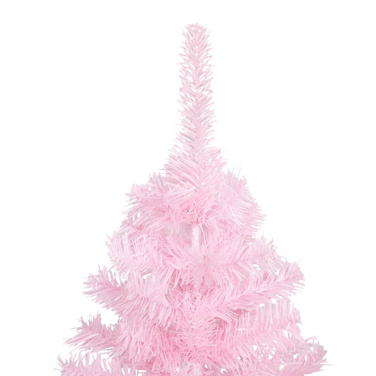 Vidaxl kunstkerstboom met verlichting en kerstballen 210 cm pvc roze