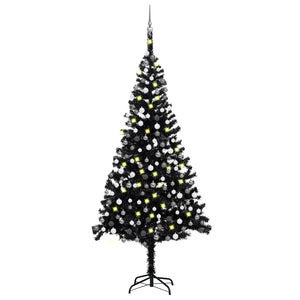 Vidaxl kunstkerstboom met verlichting en kerstballen 240 cm pvc zwart
