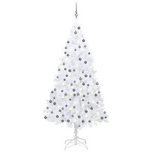 Vidaxl kunstkerstboom met verlichting en kerstballen 240 cm wit