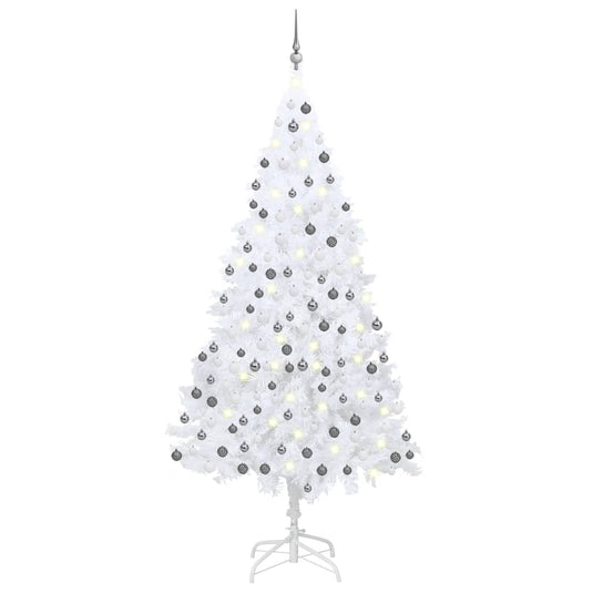 Vidaxl kunstkerstboom met verlichting en kerstballen 240 cm wit