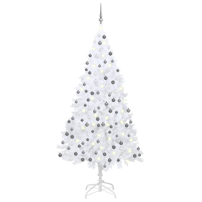Afbeelding laden in galerijviewer, Vidaxl kunstkerstboom met verlichting en kerstballen 240 cm wit
