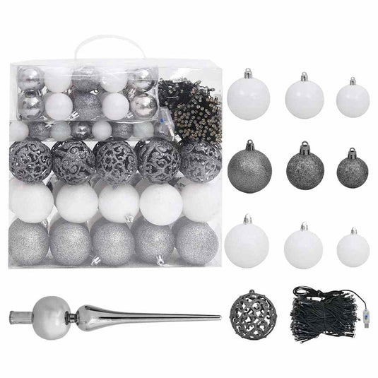 Vidaxl kunstkerstboom met verlichting en kerstballen 240 cm wit
