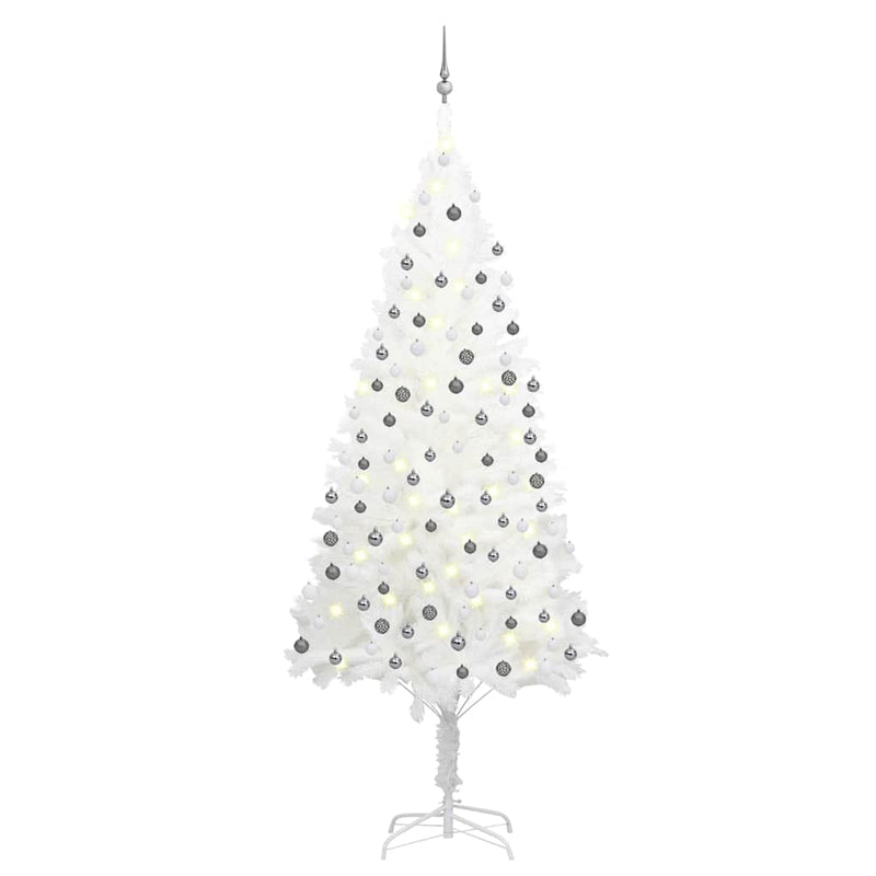 Afbeelding laden in galerijviewer, Vidaxl kunstkerstboom met verlichting en kerstballen 240 cm wit
