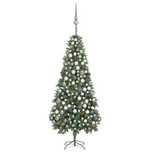 Vidaxl kunstkerstboom met verlichting kerstballen dennenappels 210 cm