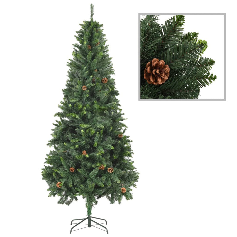 Afbeelding laden in galerijviewer, Vidaxl kunstkerstboom met verlichting kerstballen dennenappels 210 cm
