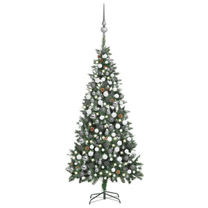 Vidaxl kunstkerstboom met verlichting kerstballen dennenappels 210 cm