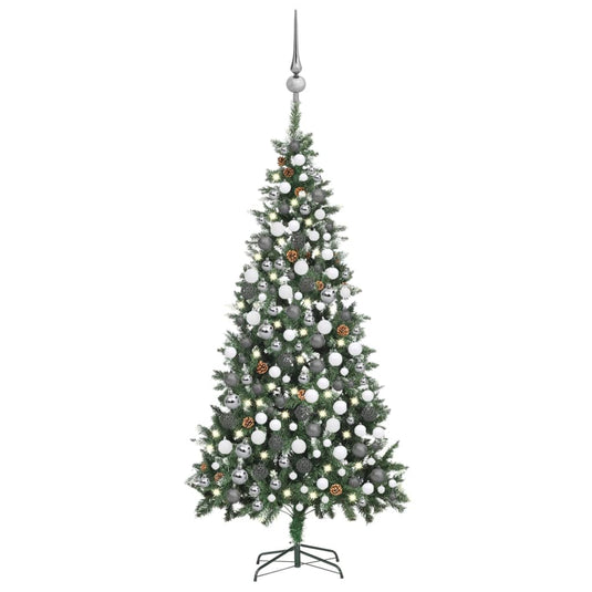 Vidaxl kunstkerstboom met verlichting kerstballen dennenappels 210 cm