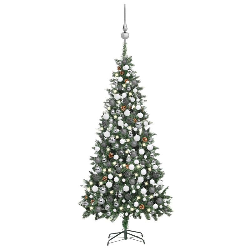 Afbeelding laden in galerijviewer, Vidaxl kunstkerstboom met verlichting kerstballen dennenappels 210 cm
