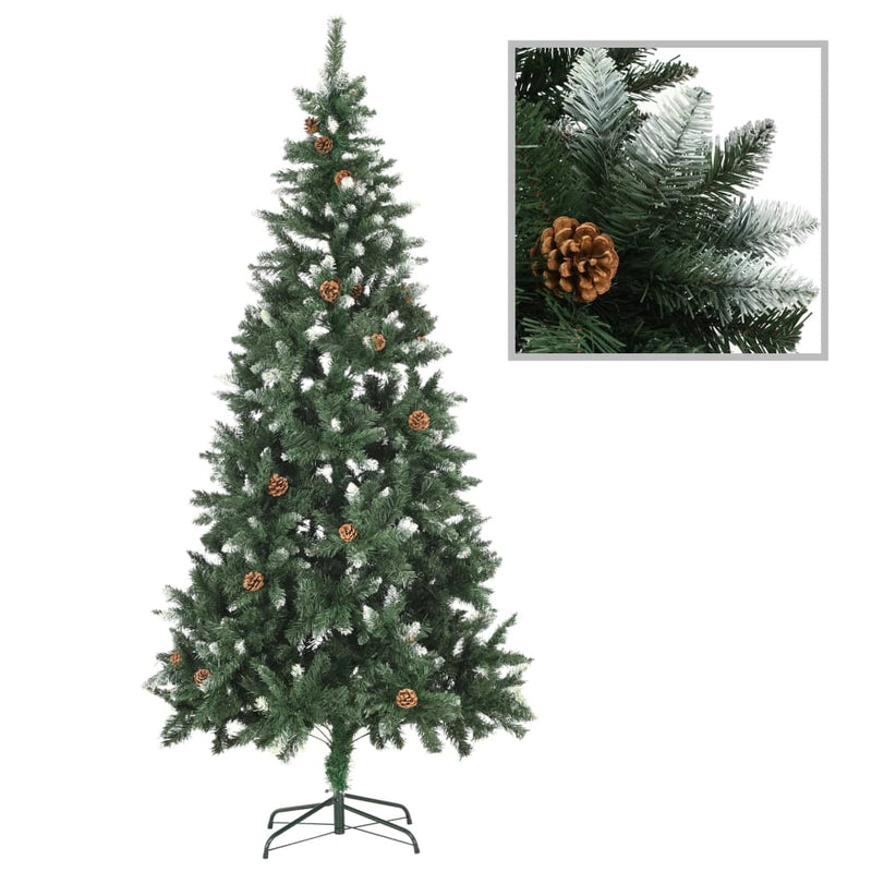Afbeelding laden in galerijviewer, Vidaxl kunstkerstboom met verlichting kerstballen dennenappels 210 cm
