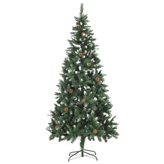 Vidaxl kunstkerstboom met verlichting kerstballen dennenappels 210 cm