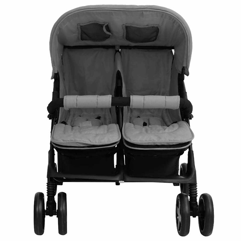Afbeelding laden in galerijviewer, Vidaxl tweelingkinderwagen staal lichtgrijs

