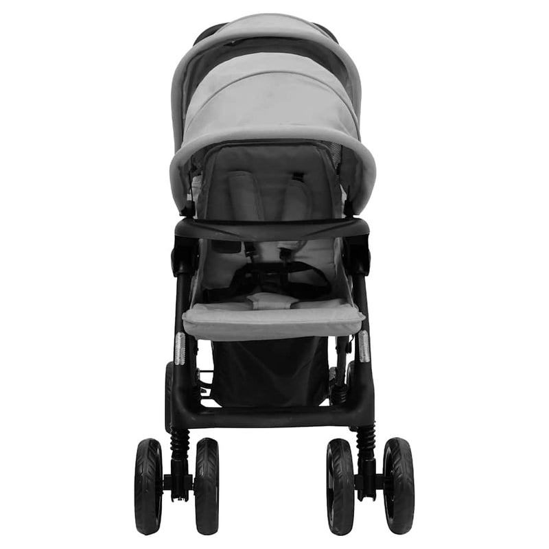Afbeelding laden in galerijviewer, Vidaxl tweelingkinderwagen tandem staal lichtgrijs
