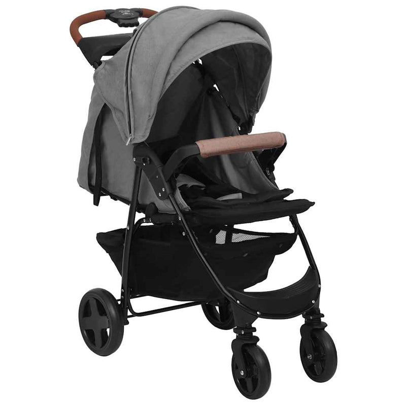 Afbeelding laden in galerijviewer, Vidaxl kinderwagen 3-in-1 staal lichtgrijs
