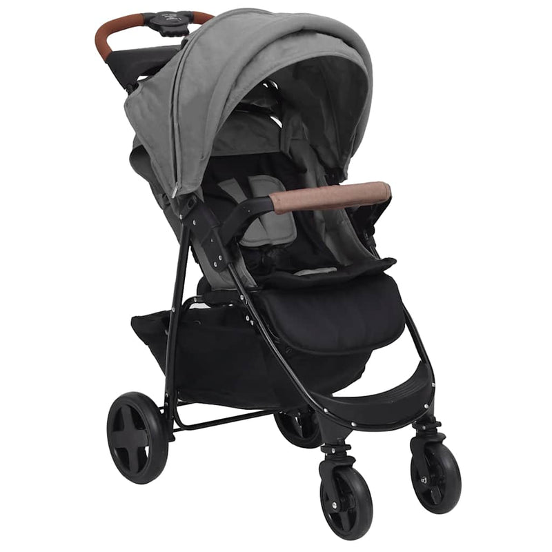 Afbeelding laden in galerijviewer, Vidaxl kinderwagen 3-in-1 staal lichtgrijs
