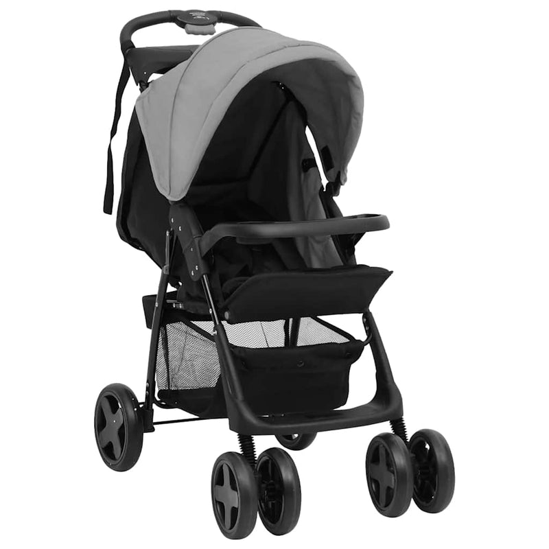 Afbeelding laden in galerijviewer, Vidaxl kinderwagen 2-in-1 staal lichtgrijs en zwart

