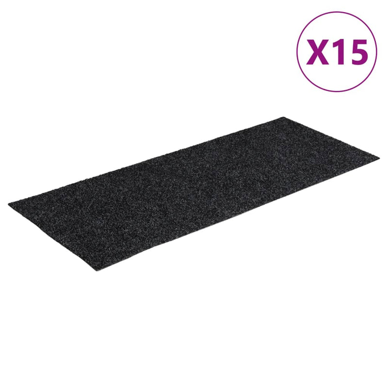 Afbeelding laden in galerijviewer, Vidaxl trapmatten zelfklevend 15 stuks 60x25 cm donkergrijs rechthoekig
