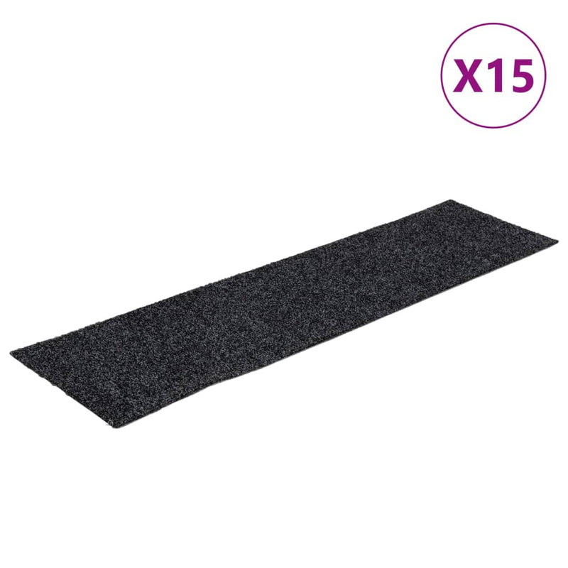 Afbeelding laden in galerijviewer, Vidaxl trapmatten zelfklevend 15 stuks 76x20 cm donkergrijs rechthoekig
