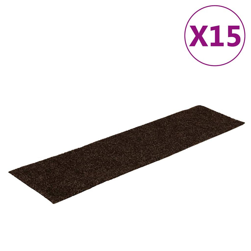 Afbeelding laden in galerijviewer, Vidaxl trapmatten zelfklevend 15 stuks 76x20 cm bruin rechthoekig

