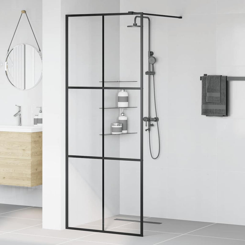 Afbeelding laden in galerijviewer, Vidaxl inloopdouchewand 80x195 cm esg-glas transparant en zwart
