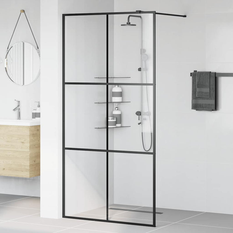 Afbeelding laden in galerijviewer, Vidaxl inloopdouchewand 100x195 cm esg-glas transparant en zwart
