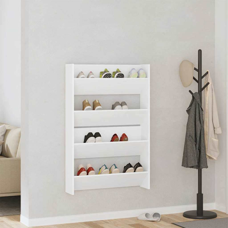 Afbeelding laden in galerijviewer, Vidaxl wandschoenenkasten 2 st 80x18x60 cm spaanplaat wit
