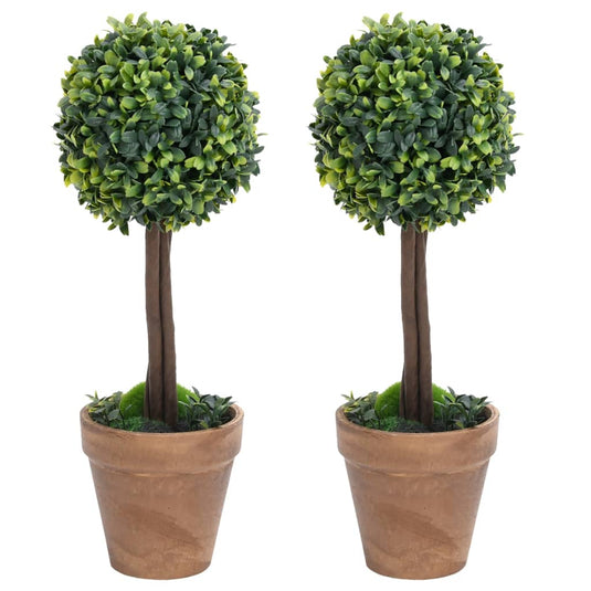 Vidaxl kunstplanten met pot 2 st buxus bolvorming 41 cm groen