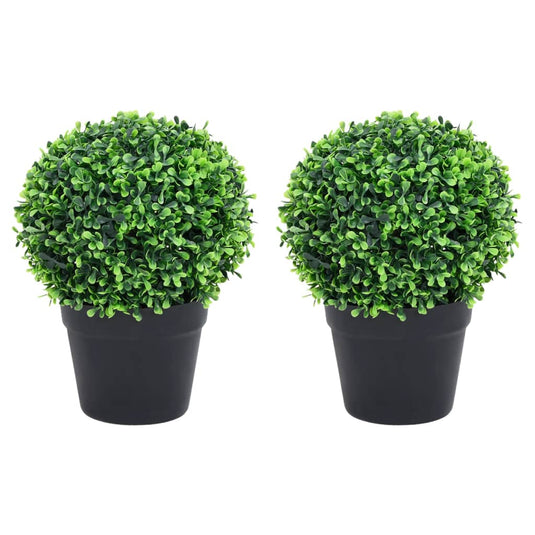 Vidaxl kunstplanten met pot 2 st buxus bolvorming 27 cm groen