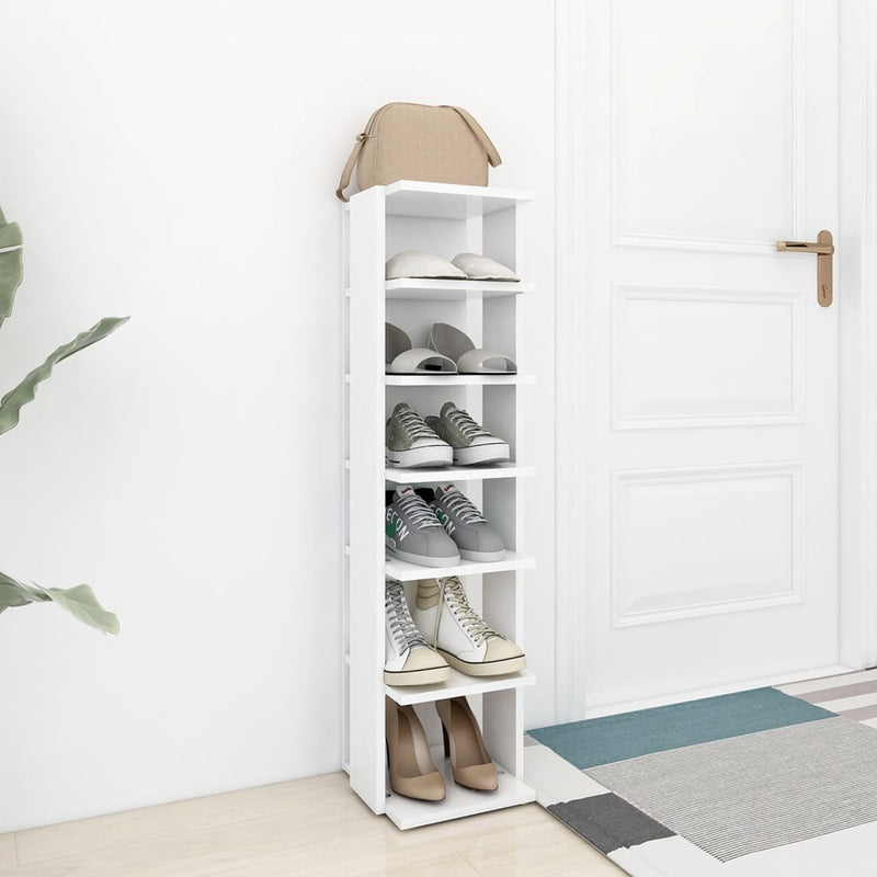Afbeelding laden in galerijviewer, Vidaxl schoenenkast 27,5x27x102 cm bewerkt hout wit
