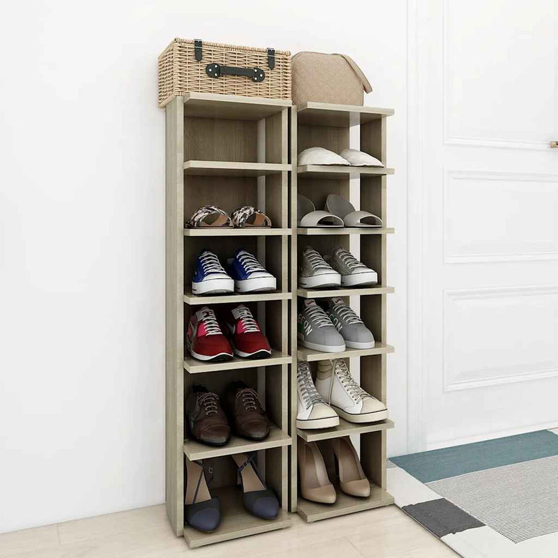 Afbeelding laden in galerijviewer, Vidaxl schoenenkasten 2 st 27,5x27x102 cm sonoma eikenkleurig

