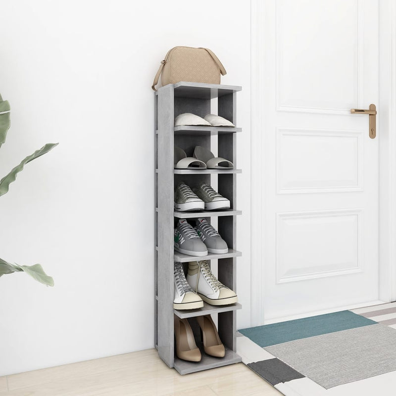 Afbeelding laden in galerijviewer, Vidaxl schoenenkast 27,5x27x102 cm bewerkt hout betongrijs
