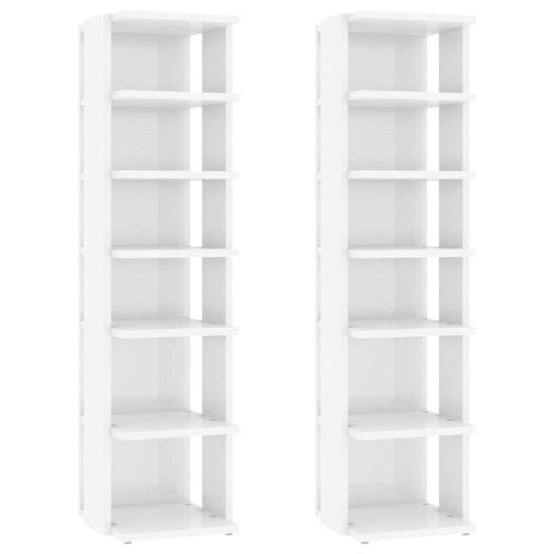 Afbeelding laden in galerijviewer, Vidaxl schoenenkasten 2 st 27,5x27x102 cm hoogglans wit

