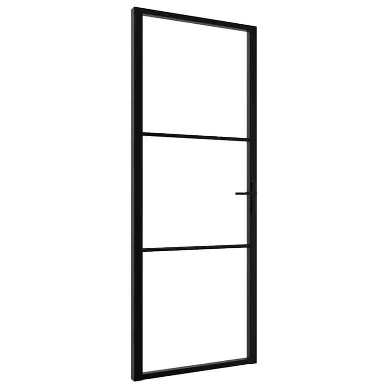 Afbeelding laden in galerijviewer, Vidaxl binnendeur 76x201,5 cm esg-glas en aluminium zwart
