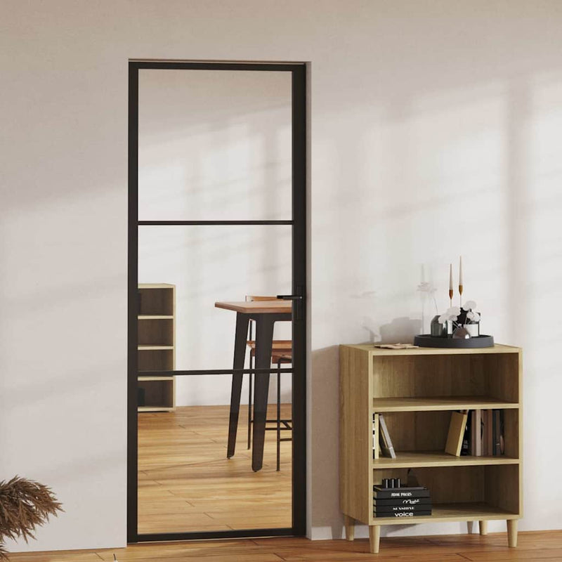 Afbeelding laden in galerijviewer, Vidaxl binnendeur 76x201,5 cm esg-glas en aluminium zwart
