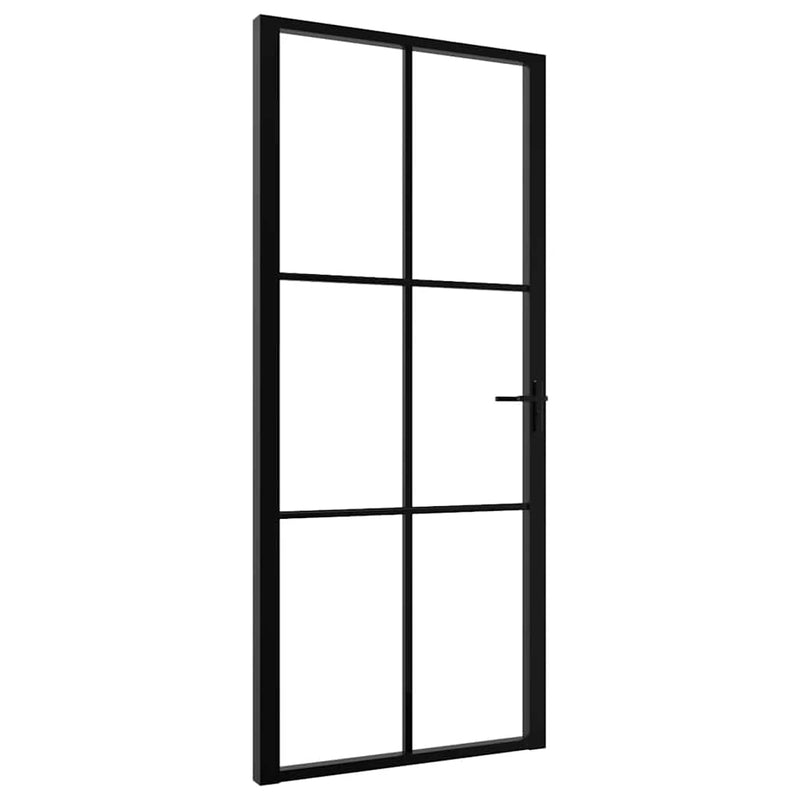 Afbeelding laden in galerijviewer, Vidaxl binnendeur 93x201,5 cm esg-glas en aluminium zwart
