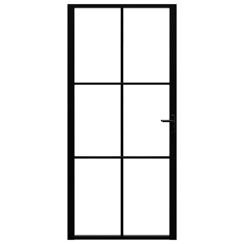 Afbeelding laden in galerijviewer, Vidaxl binnendeur 93x201,5 cm esg-glas en aluminium zwart
