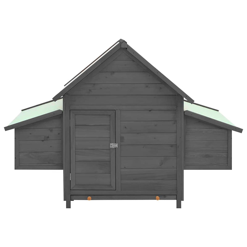 Afbeelding laden in galerijviewer, Vidaxl kippenhok 150x96x110 cm massief vurenhout grijs en wit
