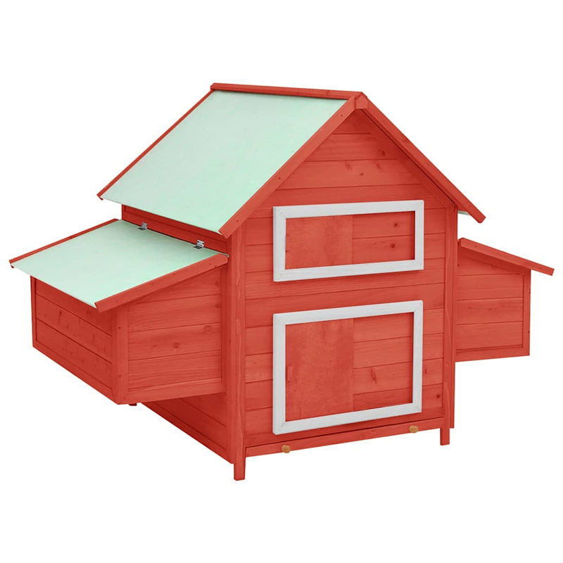 Afbeelding laden in galerijviewer, Vidaxl kippenhok 150x96x110 cm massief vurenhout rood en wit
