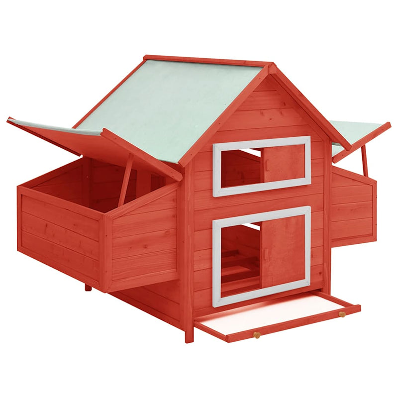 Afbeelding laden in galerijviewer, Vidaxl kippenhok 150x96x110 cm massief vurenhout rood en wit
