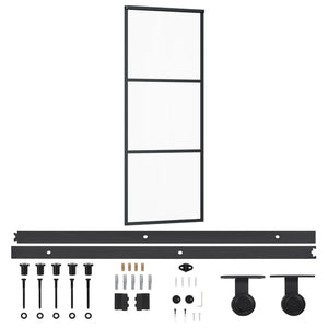 Vidaxl schuifdeur met beslag 76x205 cm aluminium en esg-glas