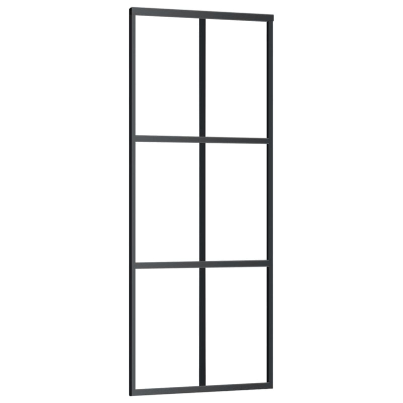 Afbeelding laden in galerijviewer, Vidaxl schuifdeur met beslag 76x205 cm aluminium en esg-glas
