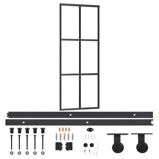 Vidaxl schuifdeur met beslag 76x205 cm aluminium en esg-glas