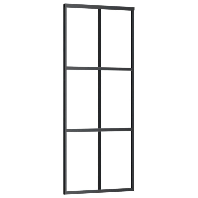 Afbeelding laden in galerijviewer, Vidaxl schuifdeur met beslag 76x205 cm aluminium en esg-glas
